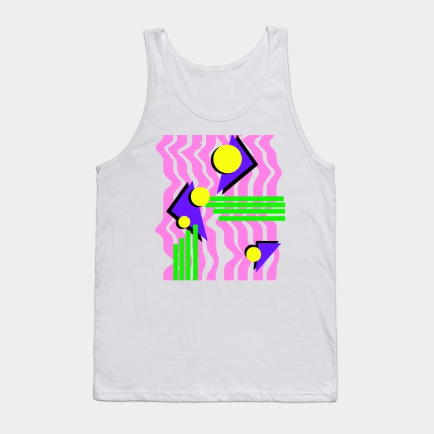 90's Vibrant Geometric Pattern T-Shirt Tank Top by lodesignshop